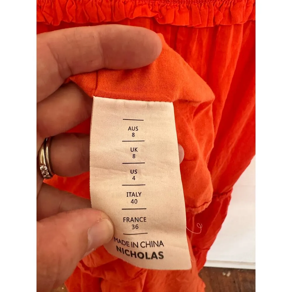 NICHOLAS Orange Mylah Plunge Neck Tie Front Beachy Boho Maxi Dress Size US 4 - Image 13