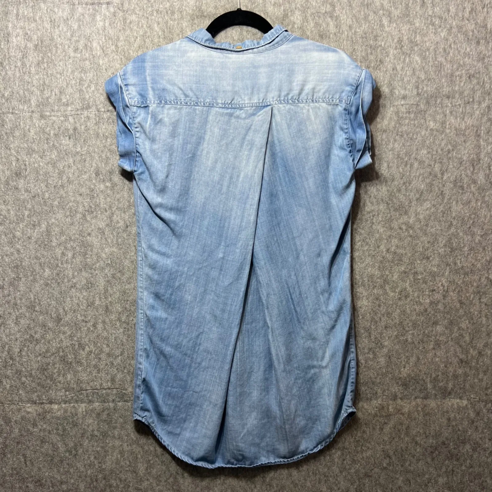 Velvet Heart‎ Denim Shirt Dress Tencel Button Down Sleeveless Small Chambray - Image 7