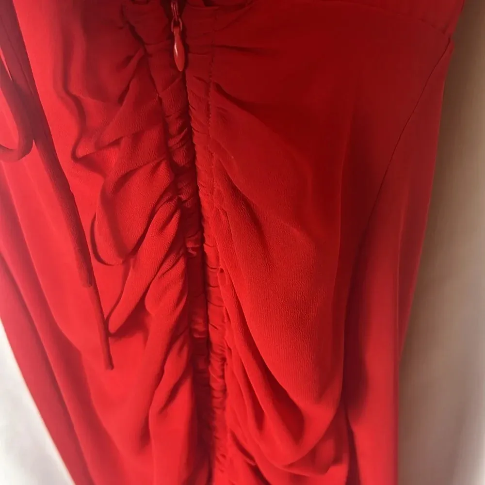 Leyden Bright Red Midi Sheer Bottom Size M Dress Size M - Image 9