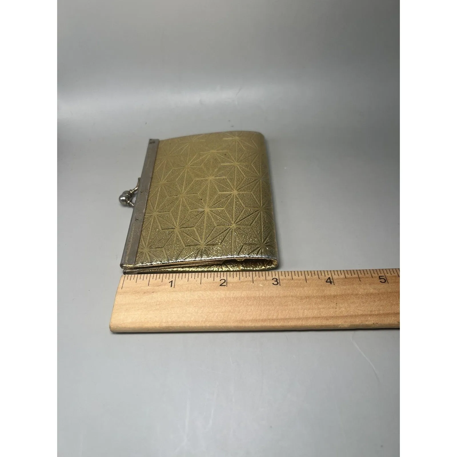 Vintage Gold Geometric Kiss Lock Coin Purse Retro Clutch Wallet Korea Handbag - Image 4