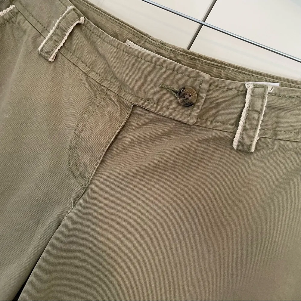 Y2K Tommy Hilfiger Wide Crop Pants Shorts Olive Green Sz 4 Gauchos Culottes - Image 7