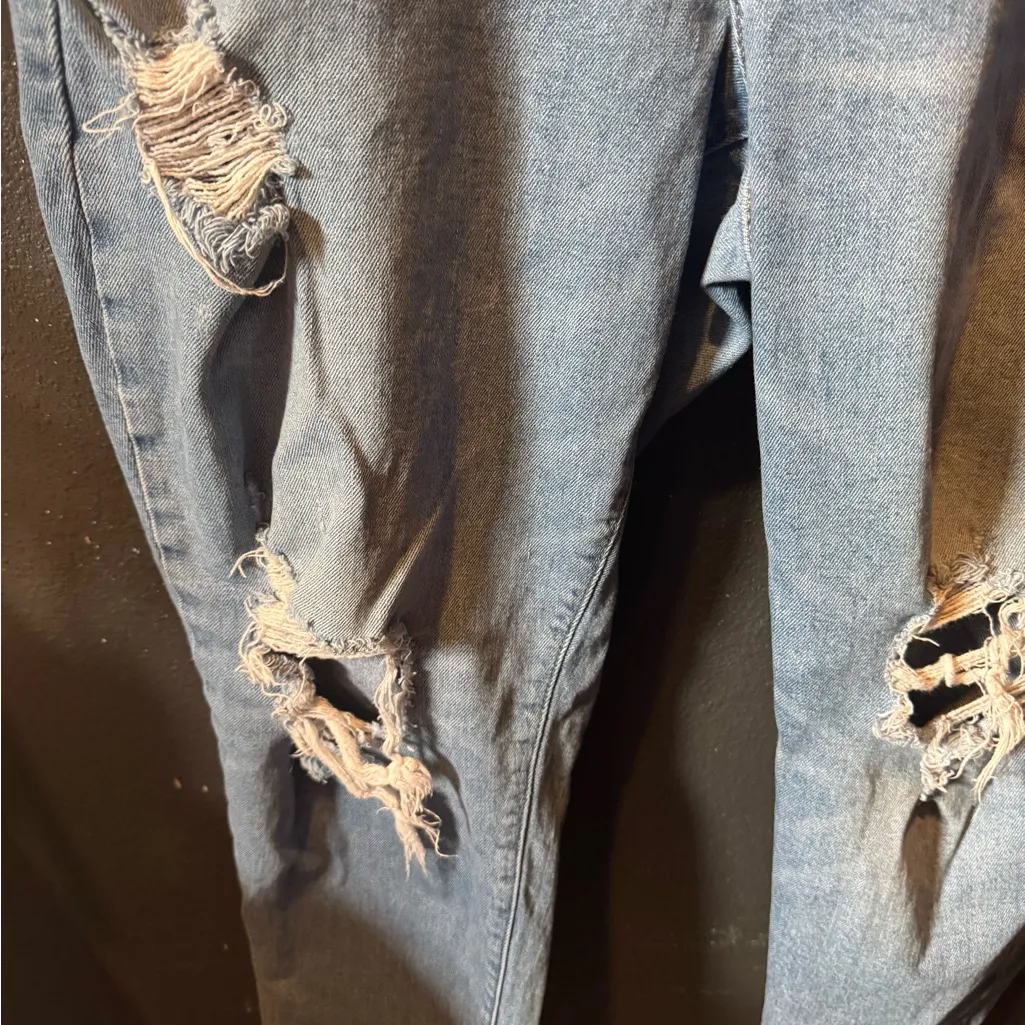 Old Navy  Light Blue Distressed OG Straight Jeans Size 14 - Image 2