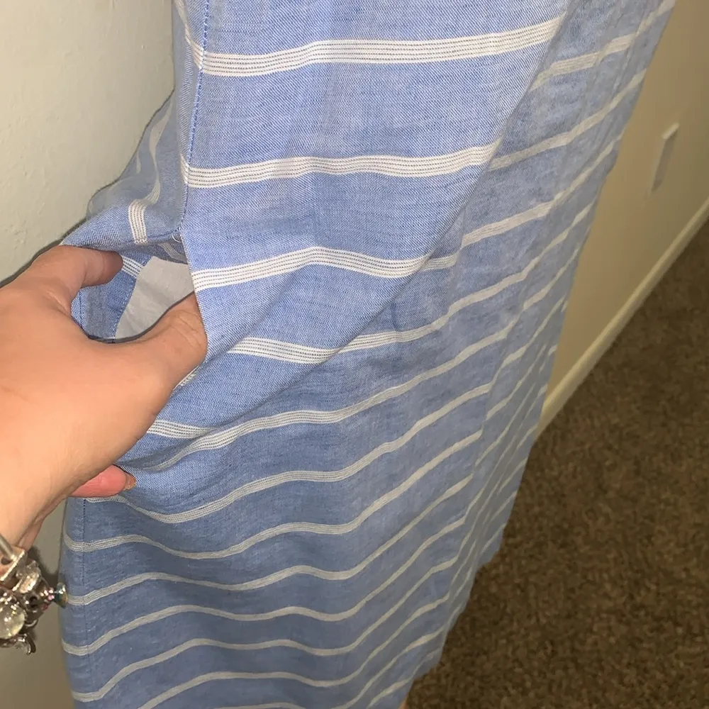 TALBOT’S crochet split top linen blend pockets dress woman size 8 - Image 4