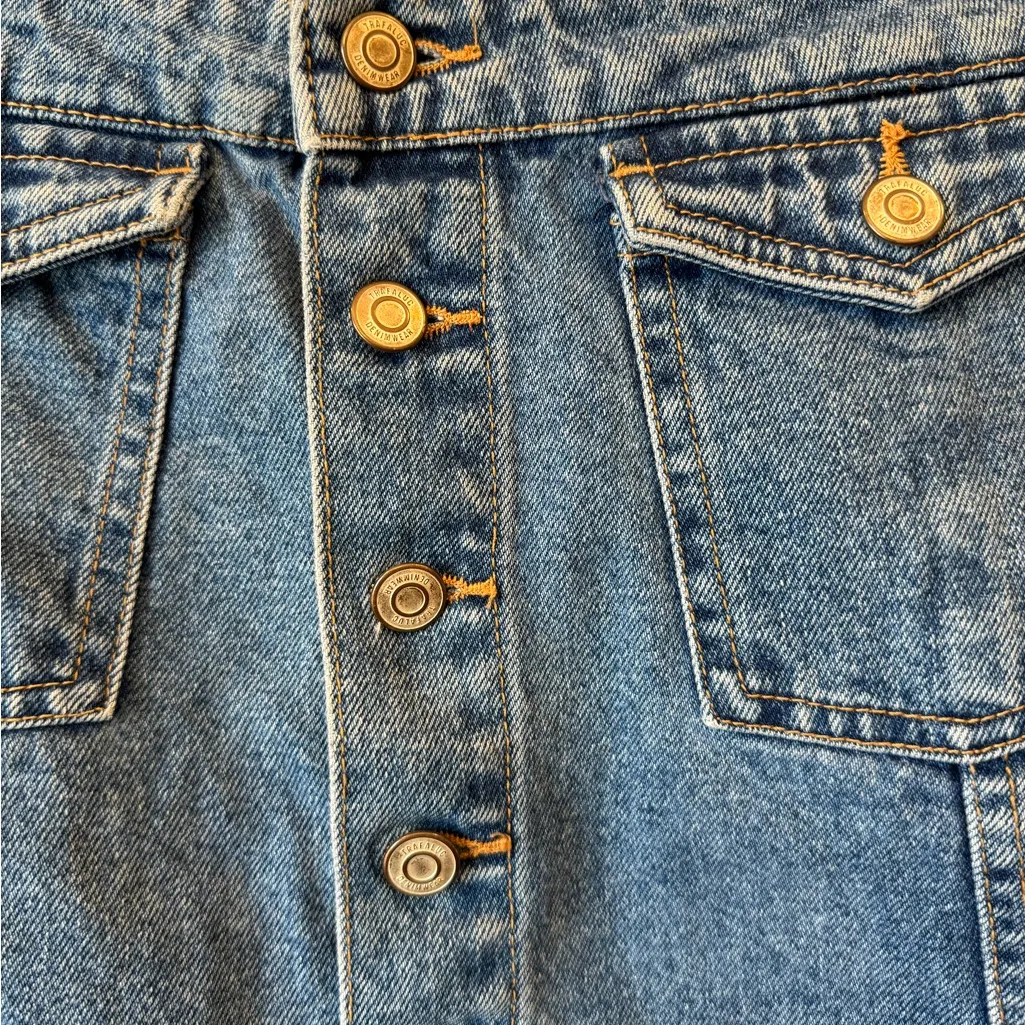 ZARA TRF Button-Front Raw Edge‎ Denim Skirt large size 30 - Image 3