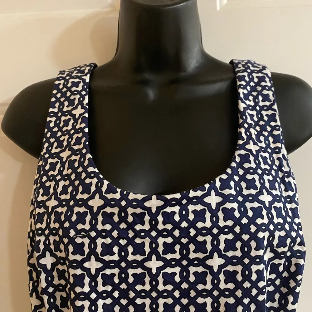 Blue&White Patterned Sleeveless Dress - Image 7