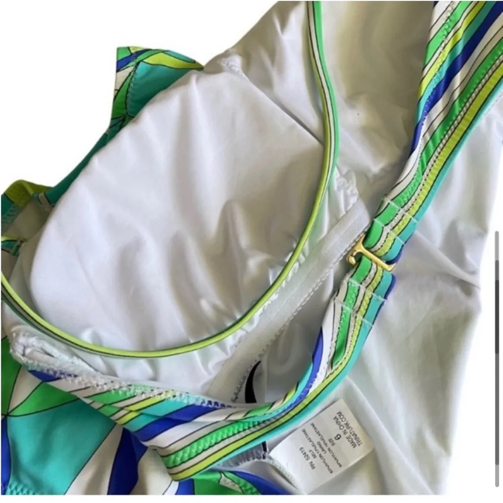 Trina Turk One Piece Swimsuit with Halter Top in Fiji Feather Size 6 Abstract - Image 6