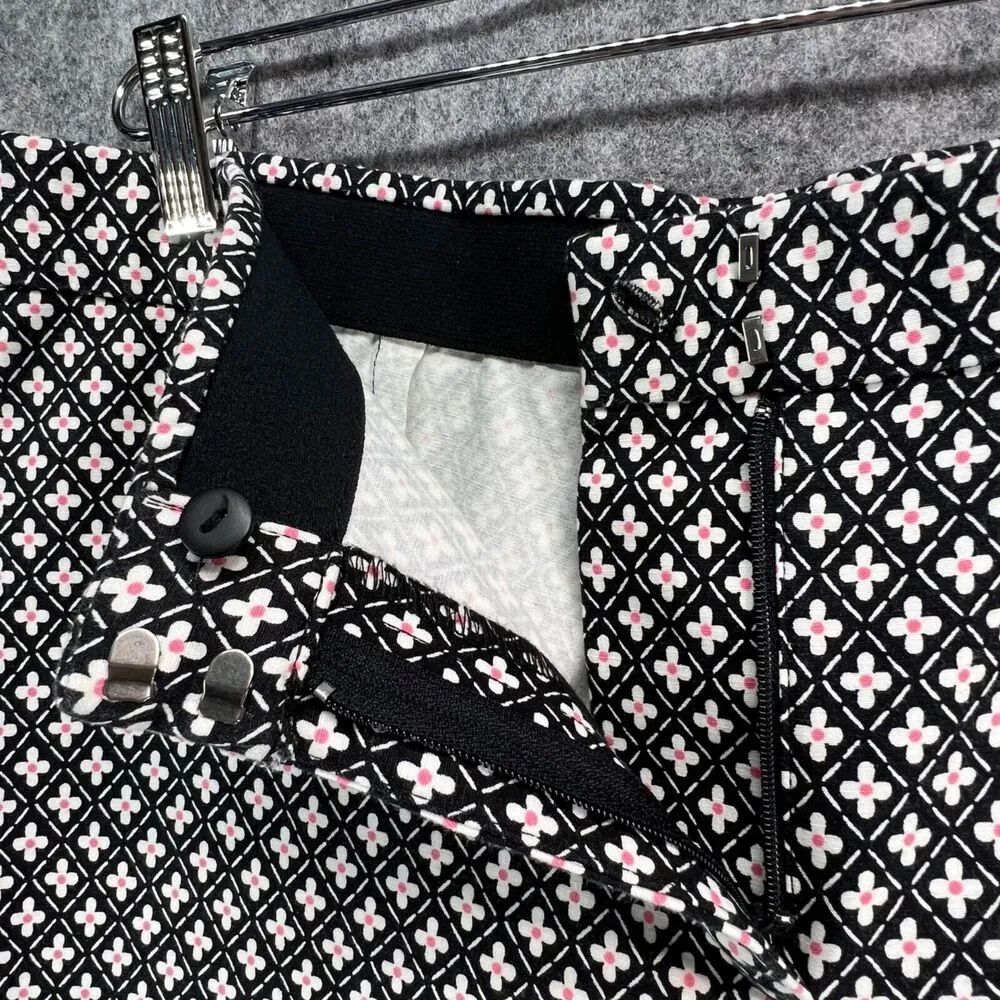 J Jill Pants Womens 8 Black Pink Mini Floral Daisy Crop Stretch Comfort Resort - Image 3