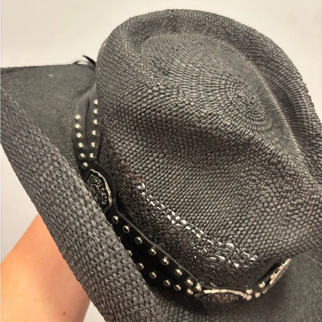 Black Western Cowboy Hat with Studded Band - Image 4