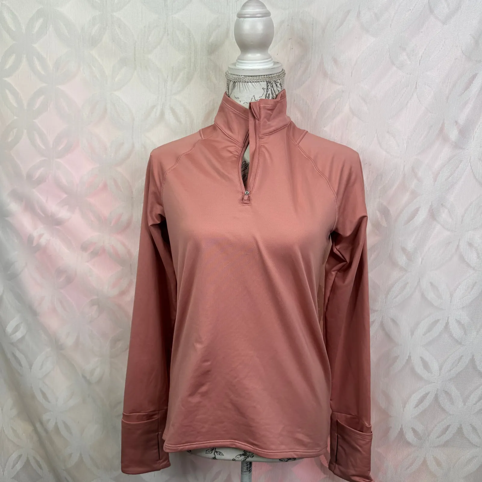 Athleta Conch Pink Whistler Half Zip Back Zip Pocket Pullover‎ Size XS - Image 11