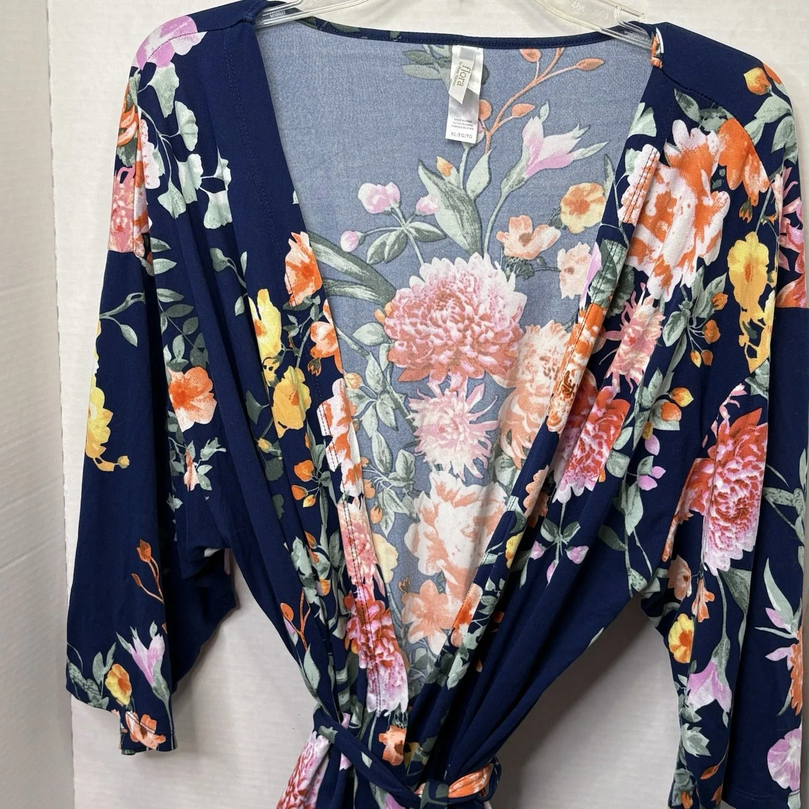 Flora Navy Blue Floral Cover Up Cardigan Women’s Size XL - Image 2