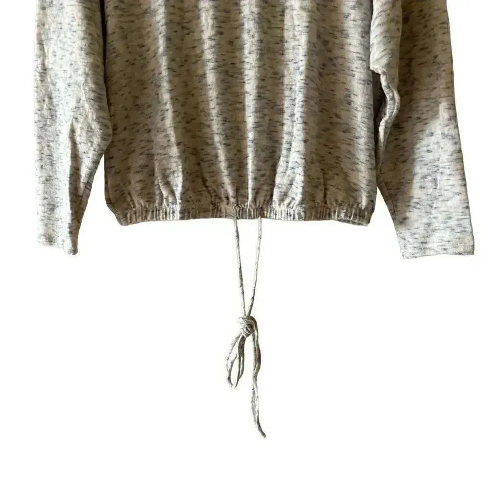 LUSH  DRAWISTRING TNECK TOP
CREAM  BLUE Cropped Long Sleeves Soft Womens S - Image 3