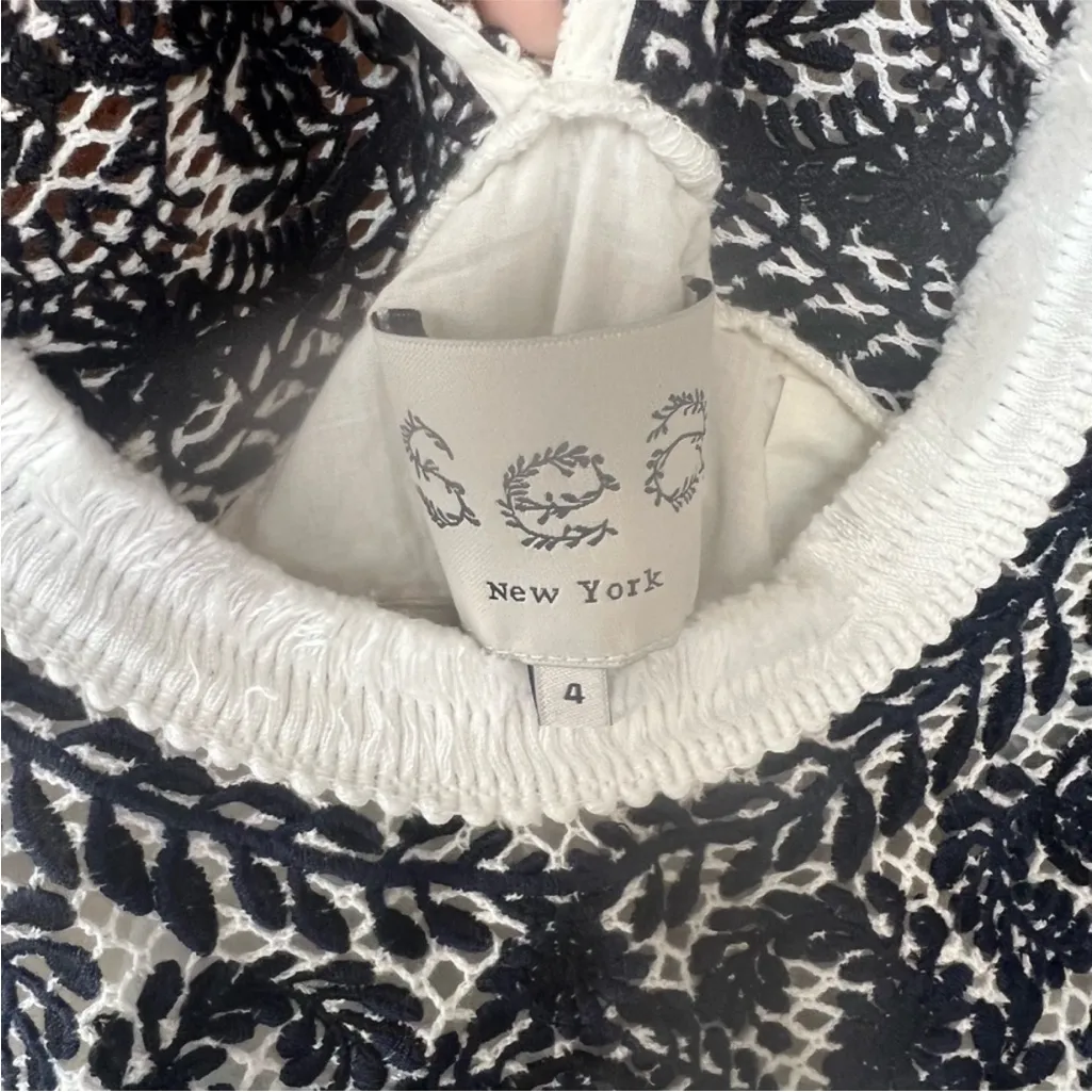 Sea New York White and Navy Lace Top Size 4 - Image 7
