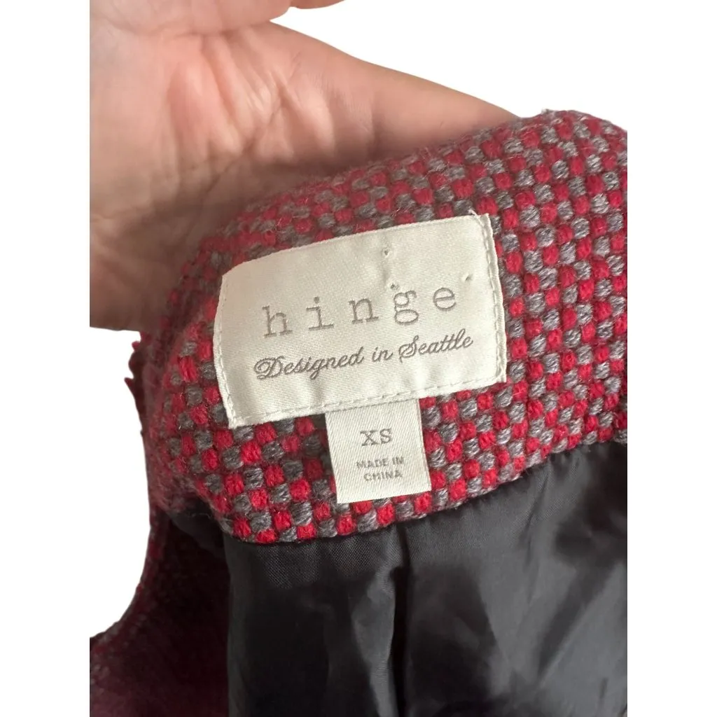 HINGE Red Gray Wool Blend Blazer Jacket Size XS (0/2) - Image 9