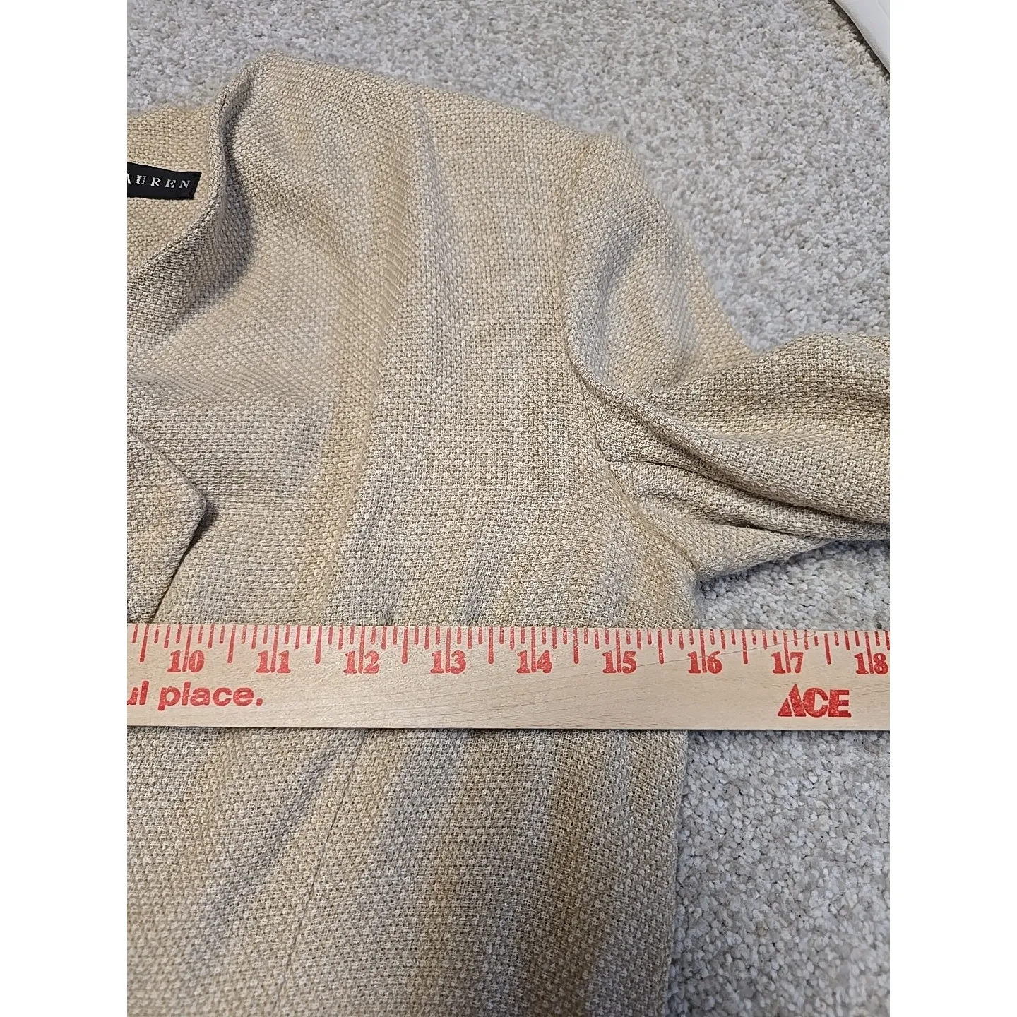 Ralph Lauren Black Label Pocketed Beige Woven‎ Silk Linen Blazer Sz 4 Career Tan - Image 7