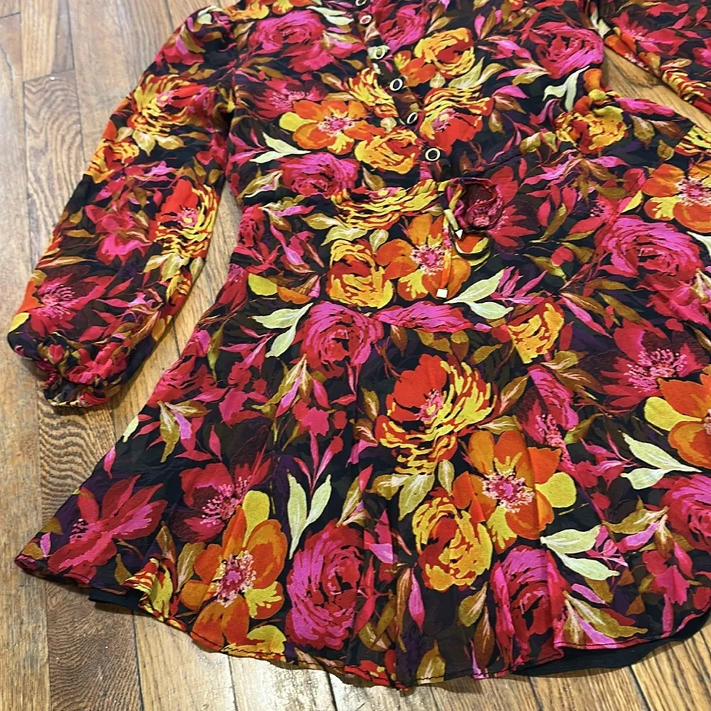 Milly Reina fall foliage Flounce mini Dress in rust multi floral $495 - Image 6