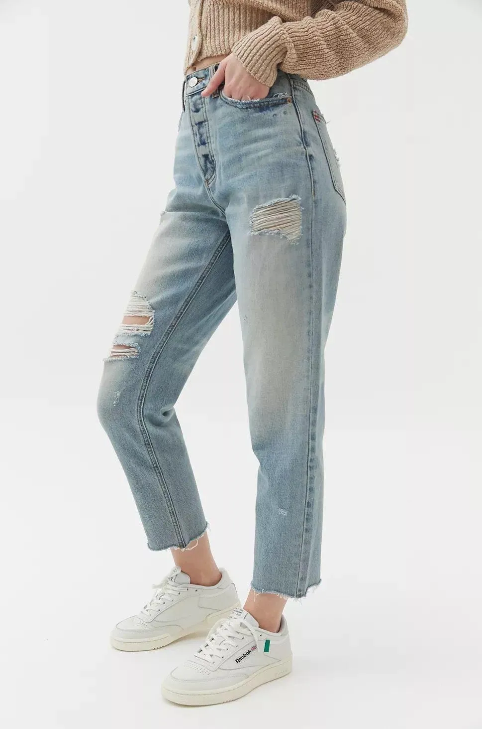 BDG Slim Straight High Rise Waisted Distressed Jeans - Image 4