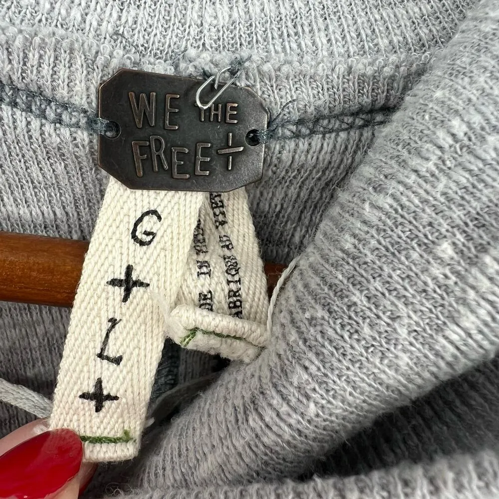 FREE PEOPLE WE THE FREE Splitback Gray Pullover Turtleneck Top Women size large - Image 7