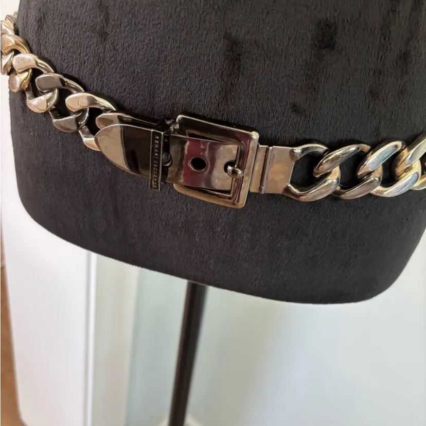 Armani Exchange metal silver chain belt - Image 2