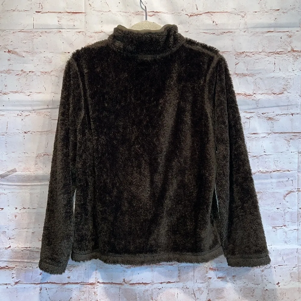 Athleta Womens Medium Polartec Jacket Green Fleece Lined 1/4 Zip Fuzzy Pullover - Image 5