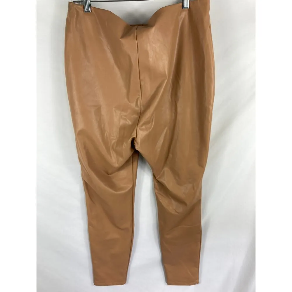 Express Faux Leather Brown Legging Size Large - Image 2