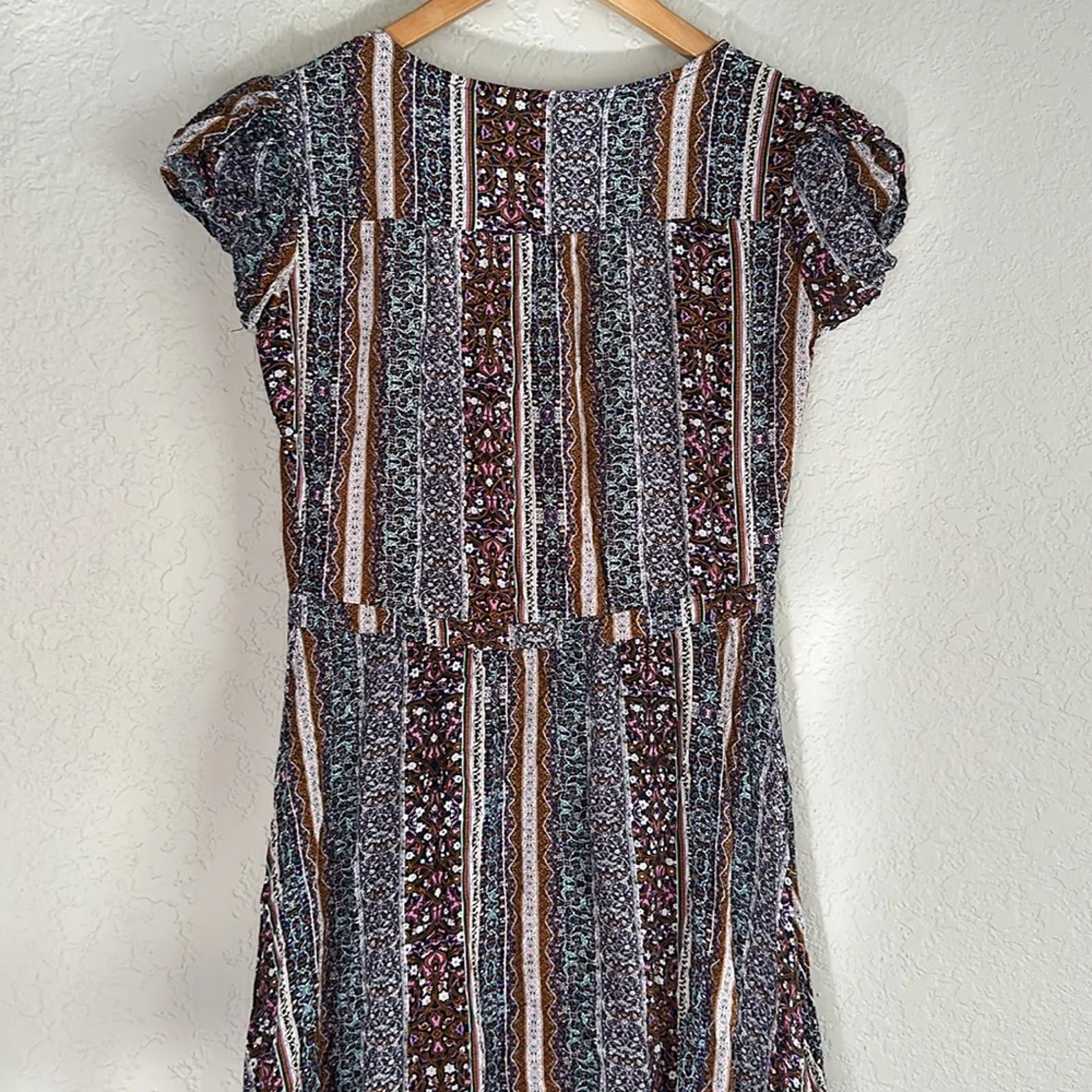 Jaase Midi Dress Button Up Purple Brown Fall Fairy Romantic Boho Prairie Peasant - Image 9