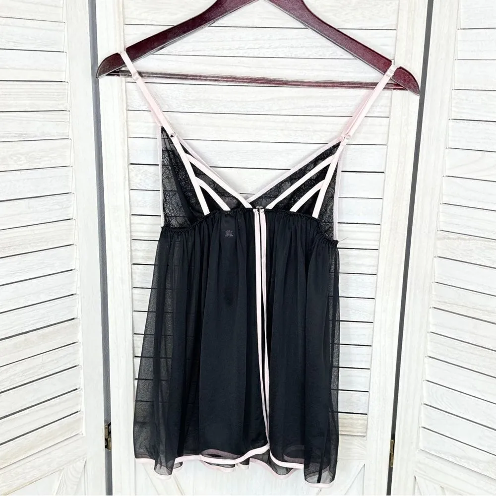 Victoria’s‎ Secret Sheer Babydoll Nightie Top Black Small Split Back Coquette - Image 10