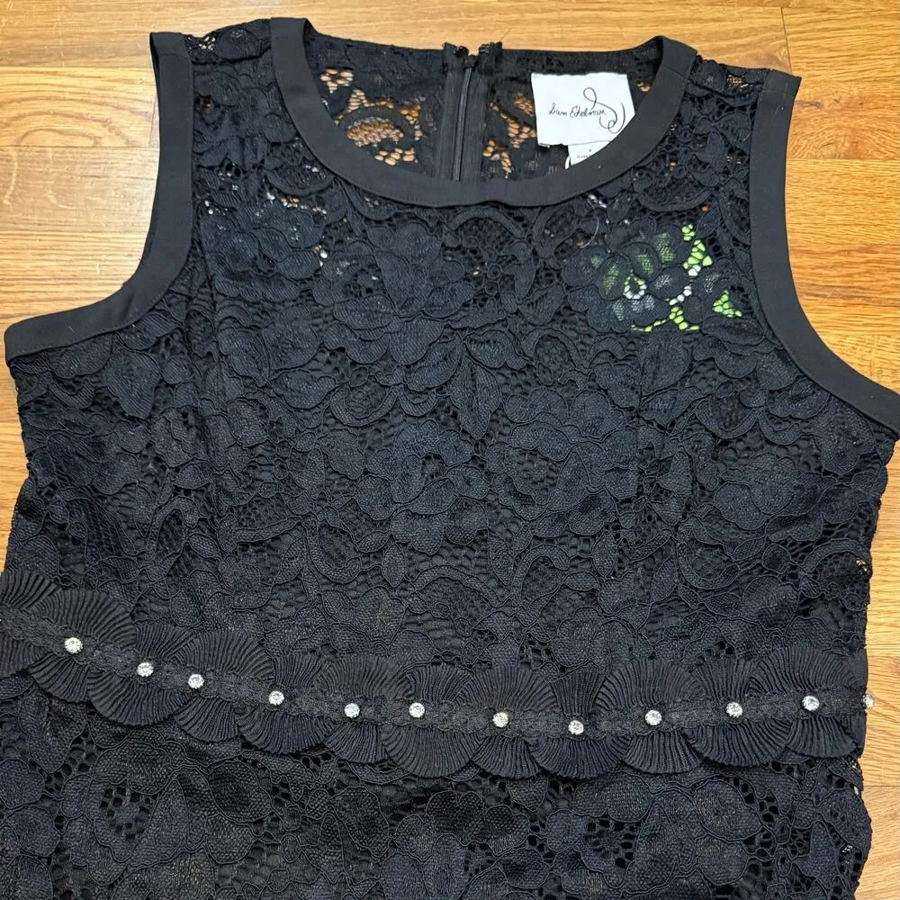 Sam Edelman Women’s 8 Black Lace Sheath Trim Gem Sleeveless Little Black Dress - Image 7