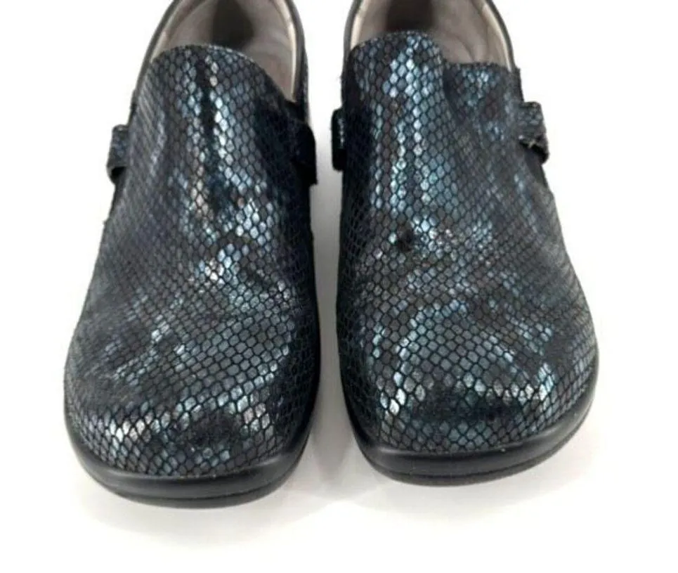 Alegria Women's Kar-468X Snakeskin Leather Oceanic Clog Shoes Black Blue Size 43 - Image 2