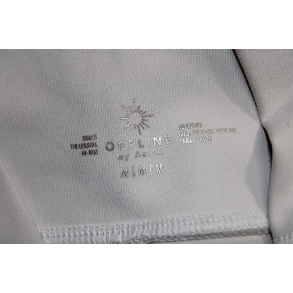 Womens Offline by Aerie Goals 7/8 Leggings Hi-Rise White Mesh Nylon Size Medium - Image 3