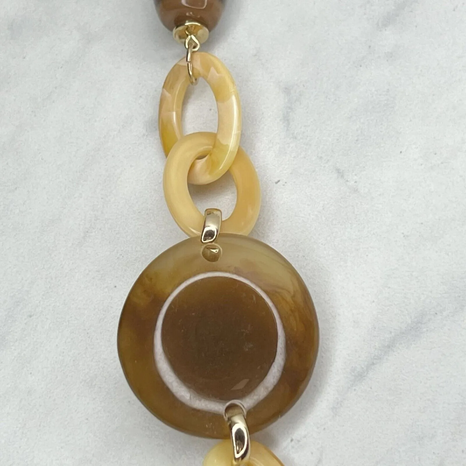 Chicos Gold Tone Chunky Plastic Chain Link Statement Long Necklace ✨ - Image 9