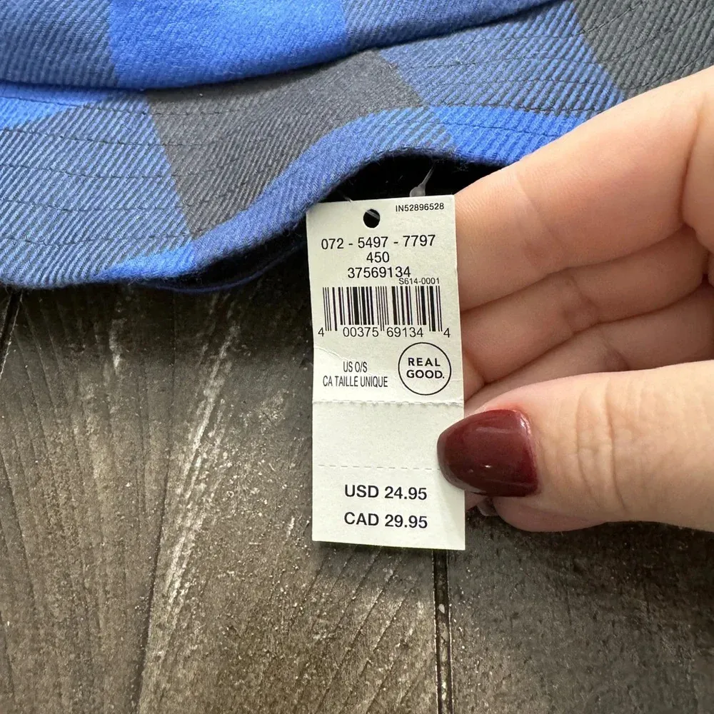 AERIE NWT Blue Gray Plaid Bucket Hat Woman’s One Size Fisherman Style‎ - Image 3