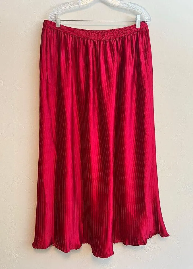 Flint & Moss Pleated Slip Maxi Skirt Size: XL Gorgeous Rose Pink Color - Image 3