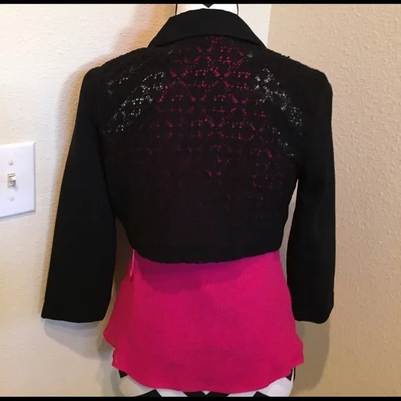 Forever 21 Small Asymmetrical 3/4 Blazer Business Casual Boss Girl Crop Lace S - Image 3