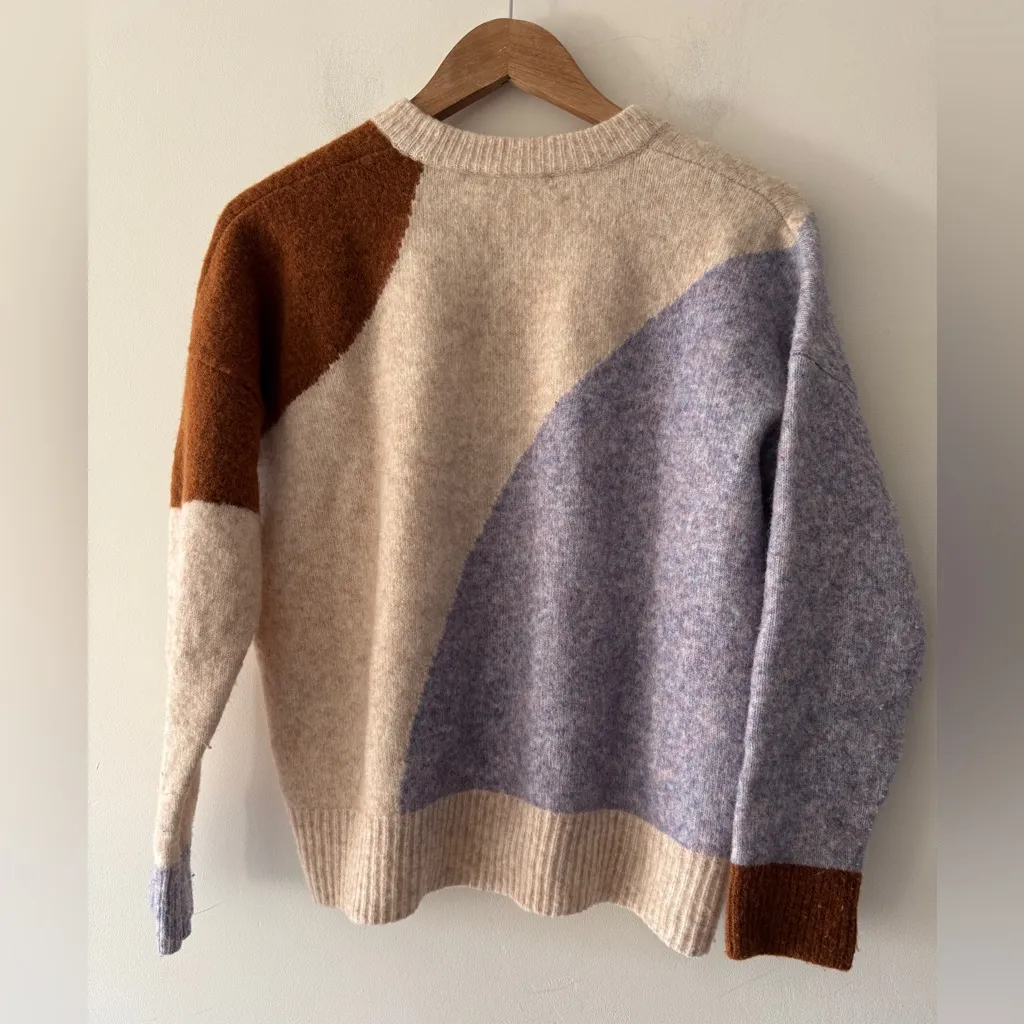 Madewell Cedarbrook Pullover Sweater in Colorblock in Heather Chalk Wool Camel - Image 5