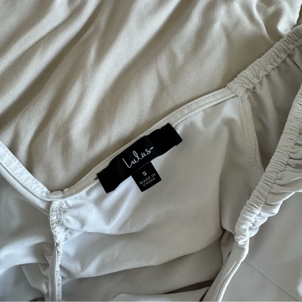 Lulus Ruched Puff Sleeve Bodysuit White - Image 3