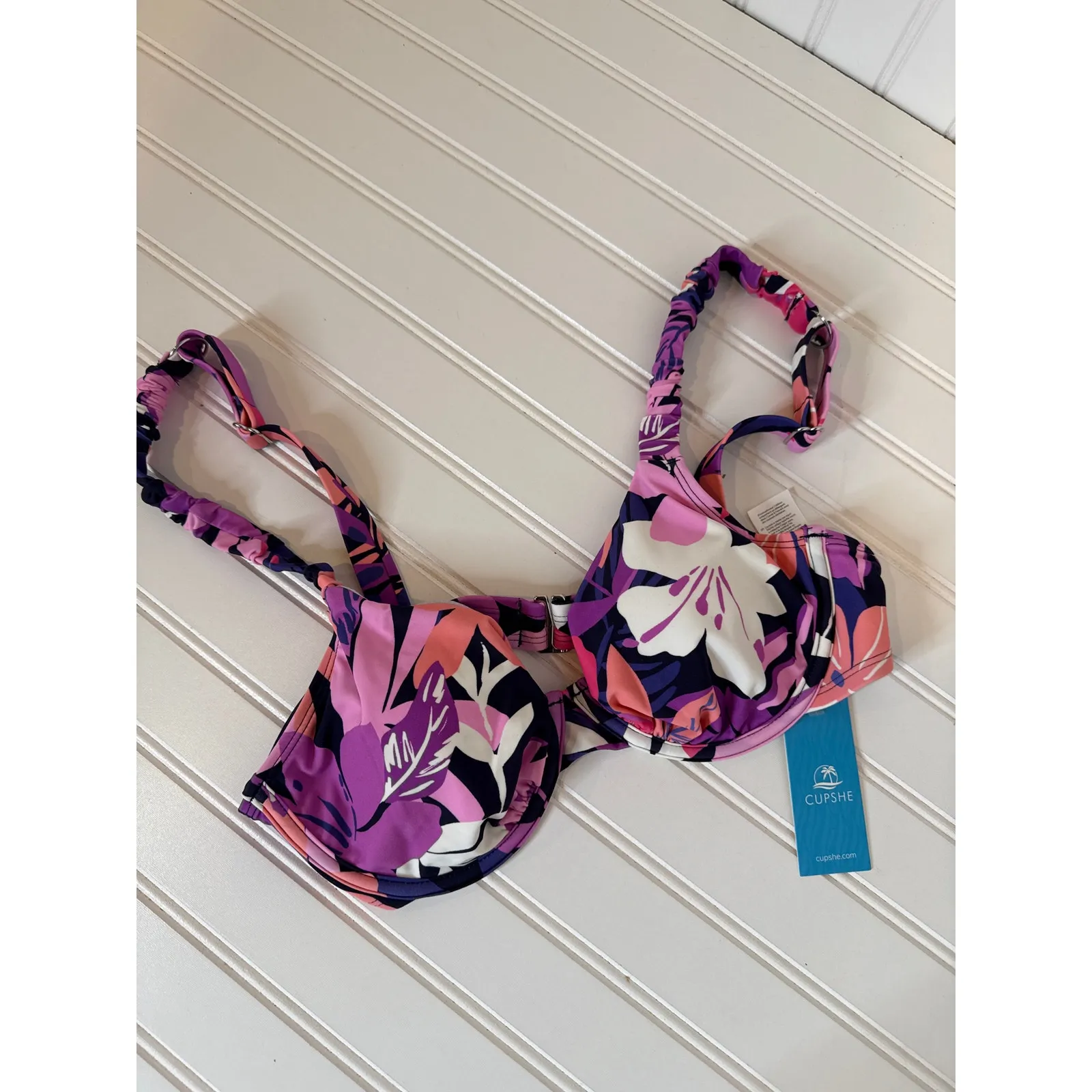 NWT Cupshe LOT of 3 Swimming Tops - Orange Green Purple Beach Surf Bundle Size M - Image 5