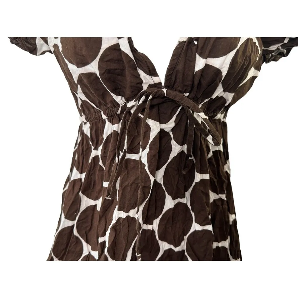 LA BLANCA By Rod Beattie Brown Polka Dot Cap Sleeve Swim Cover Up Dress Medium - Image 4