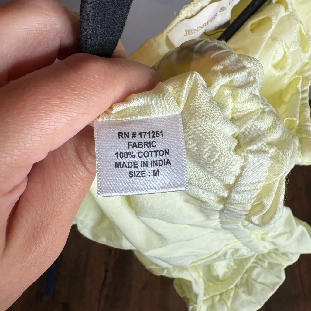 NWT Jennifer & Grace butter yellow eyelet embroidered skirt tank set Size M - Image 5