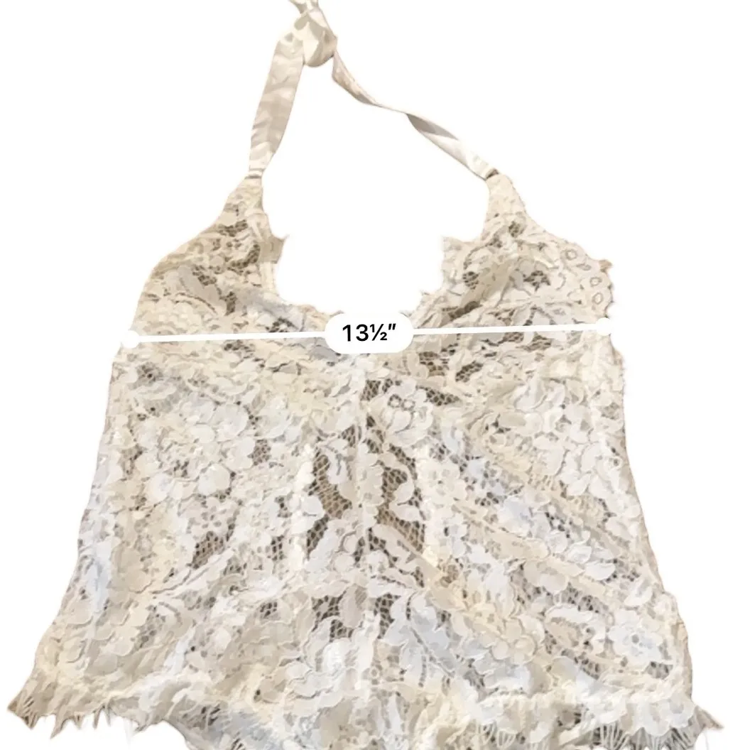 Lulus NWT Unforgettable Romance Lace Halter Bodysuit M White Sheer Lingerie - Image 6