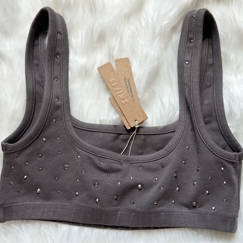 🌸SKIMS Outdoor Rhinestone Scoop Bralette XXS BR-SCP-3530 GRAY CHALK - Image 2