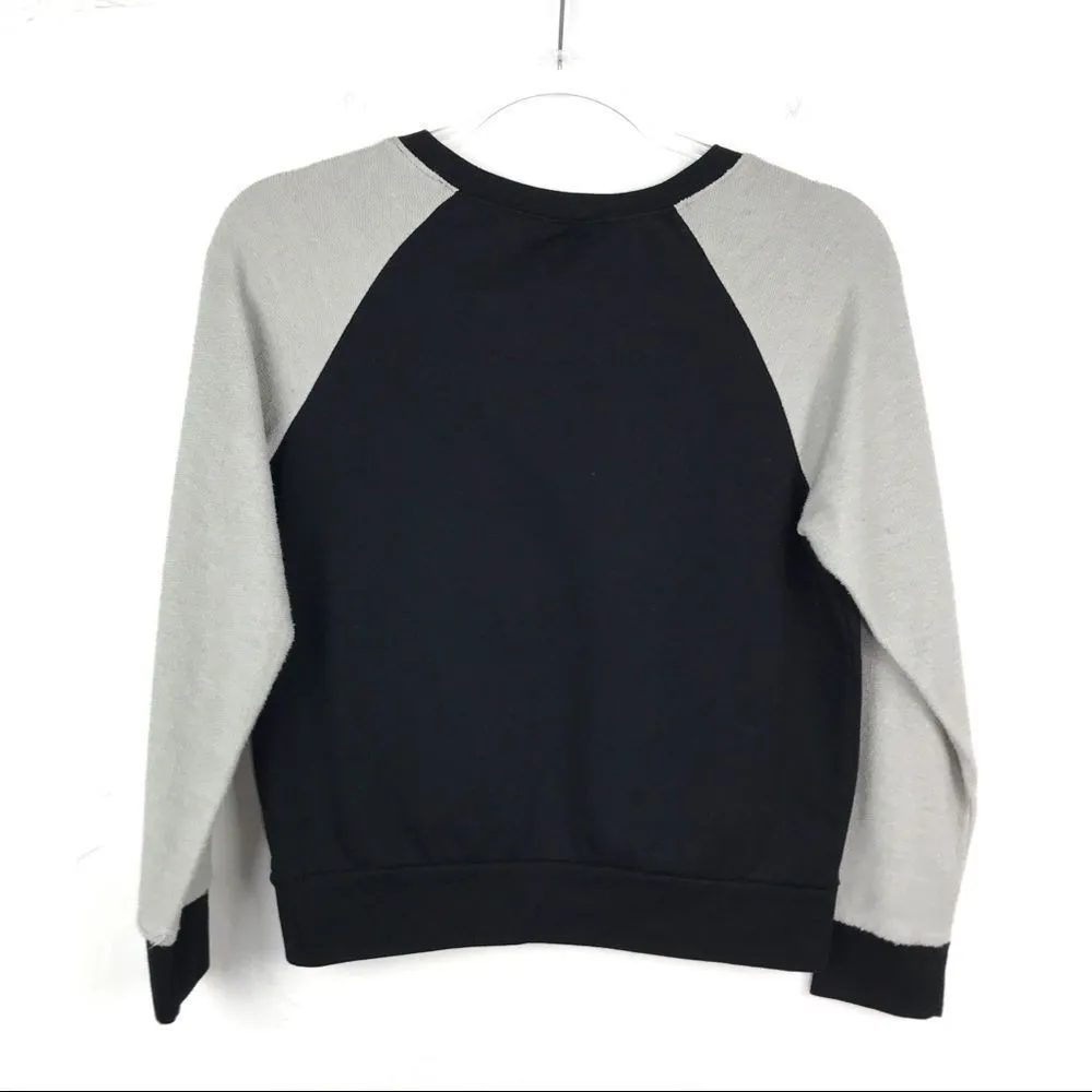 DC Comics Batman  Black Gray French Terry Raglan Long Sleeve Top Small - Image 5