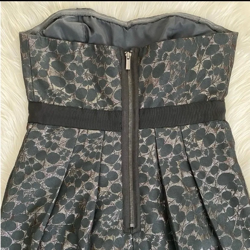 BCBGMAXAZRIA Strapless Jacquard Martini Dress - Ink Black - 6 EUC - Image 9