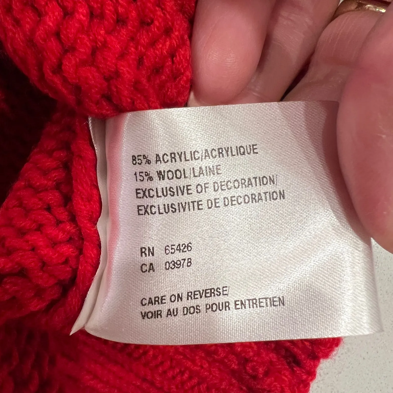 Northern Isles Red Snowflake Turtleneck Sweater Women's S/P Acrylic Wool Blend - Image 6