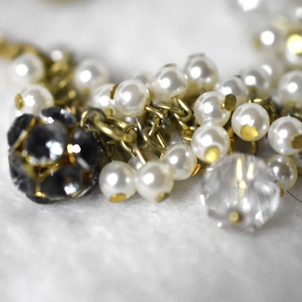 Banana Republic Faux Pearl Faceted Cluster Beaded  Gold Tone 24" Necklace - Image 4