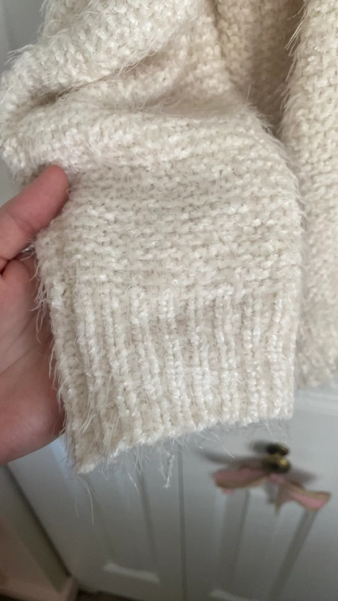 Altar'd State  Mockneck Sweater Cream Cropped Chenille - Image 5