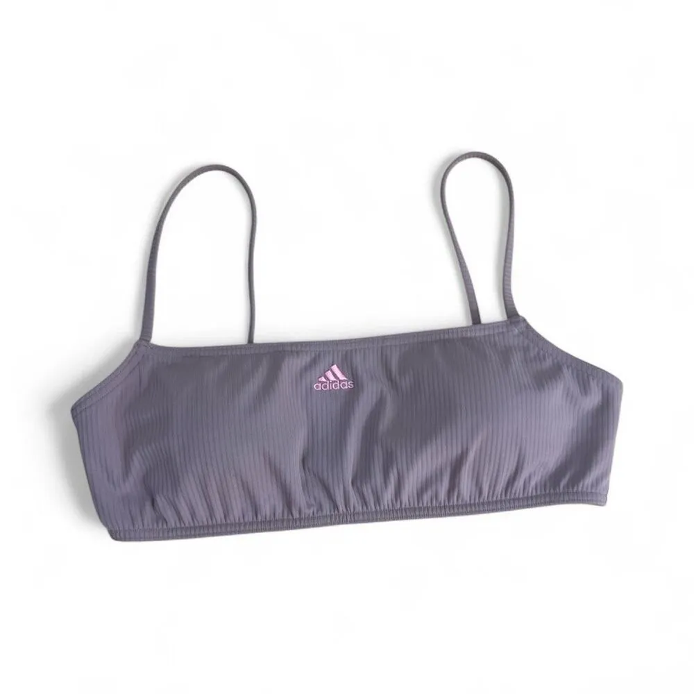 Adidas Iconisea Ribbed Lilac/Pink Bikini Top Size M Medium Support Pull-On - Image 3