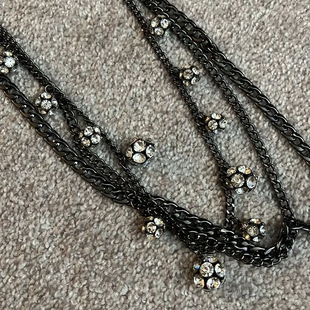 Premier Designs “All Decked Out” Hematite Multi Strand Necklace NEW - Image 3
