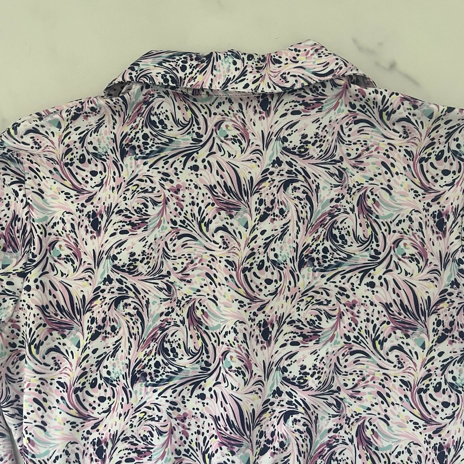 EP New York Spiral Paisley Long Sleeve Golf Polo Sz Small Preppy Country club White - Image 8