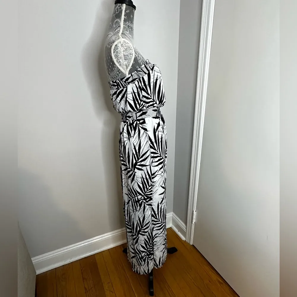 Massimo Bamboo Print Black and White Strapless Maxi Dress. Small/ Petite. Size undefined - Image 3
