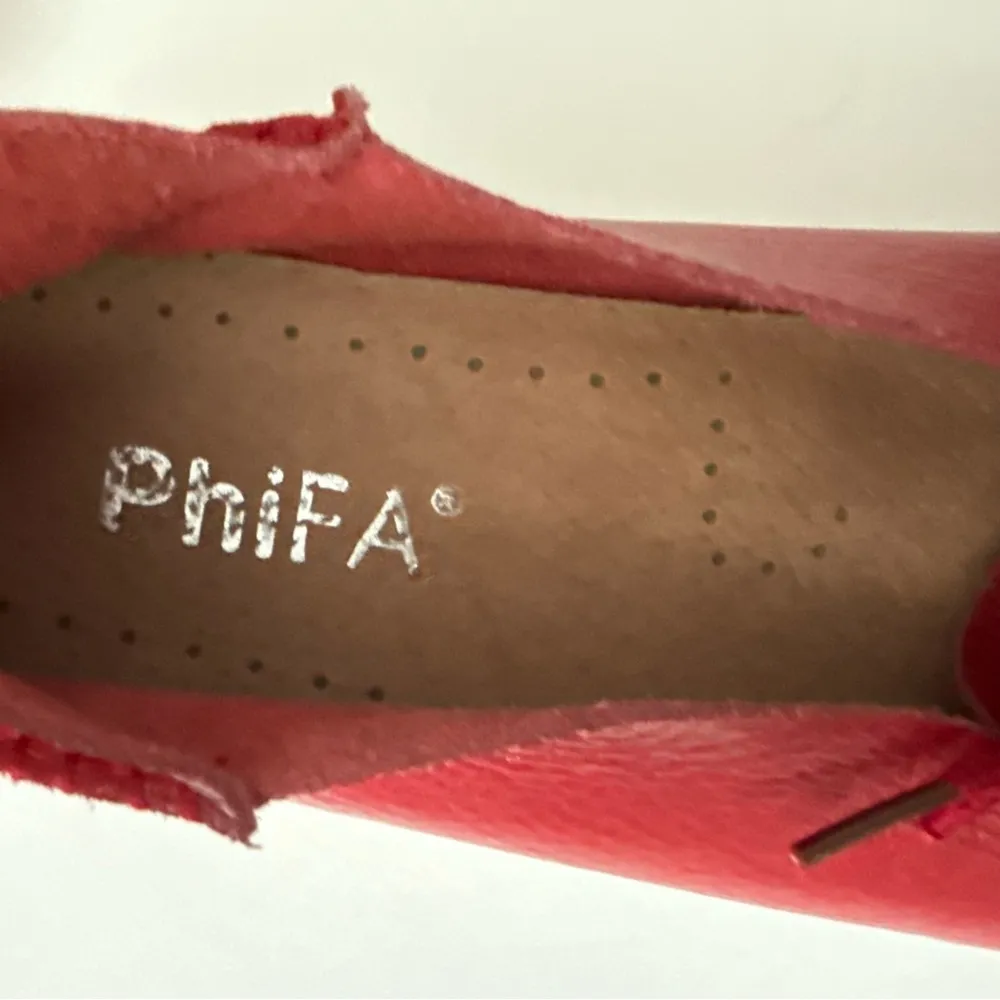 EU 41 Phifa Red Leather mocassin Size 10 - Image 2